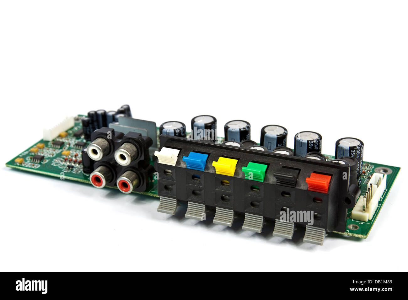 Platine mit Chips, integrierte Schaltungen in der Elektronik verwendeten Halbleiter Stockfoto