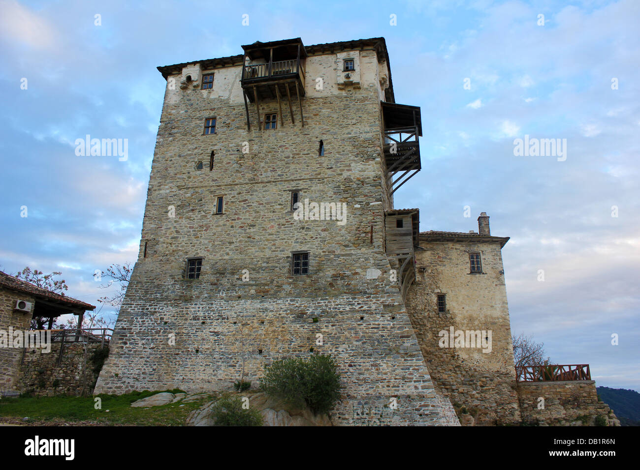 Der alte Turm Ouranoupolis, Chalkidiki, Griechenland Stockfoto