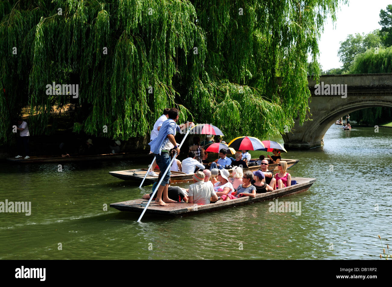 Cambridge, UK. 22. Juli 2013. Studenten und Touristen nutzen die Hitzewelle und gehen Stechkahn fahren auf dem Fluss Cam. Bildnachweis: Ian Francis/Alamy Live-Nachrichten Stockfoto