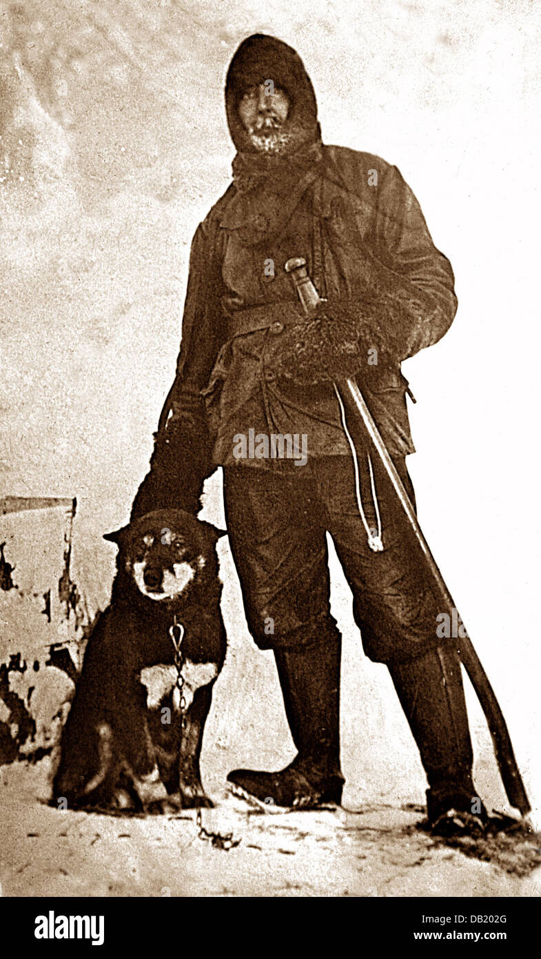 Scotts Antarctic Expedition Meares und Osman der Hund am 28. August 1911 Stockfoto