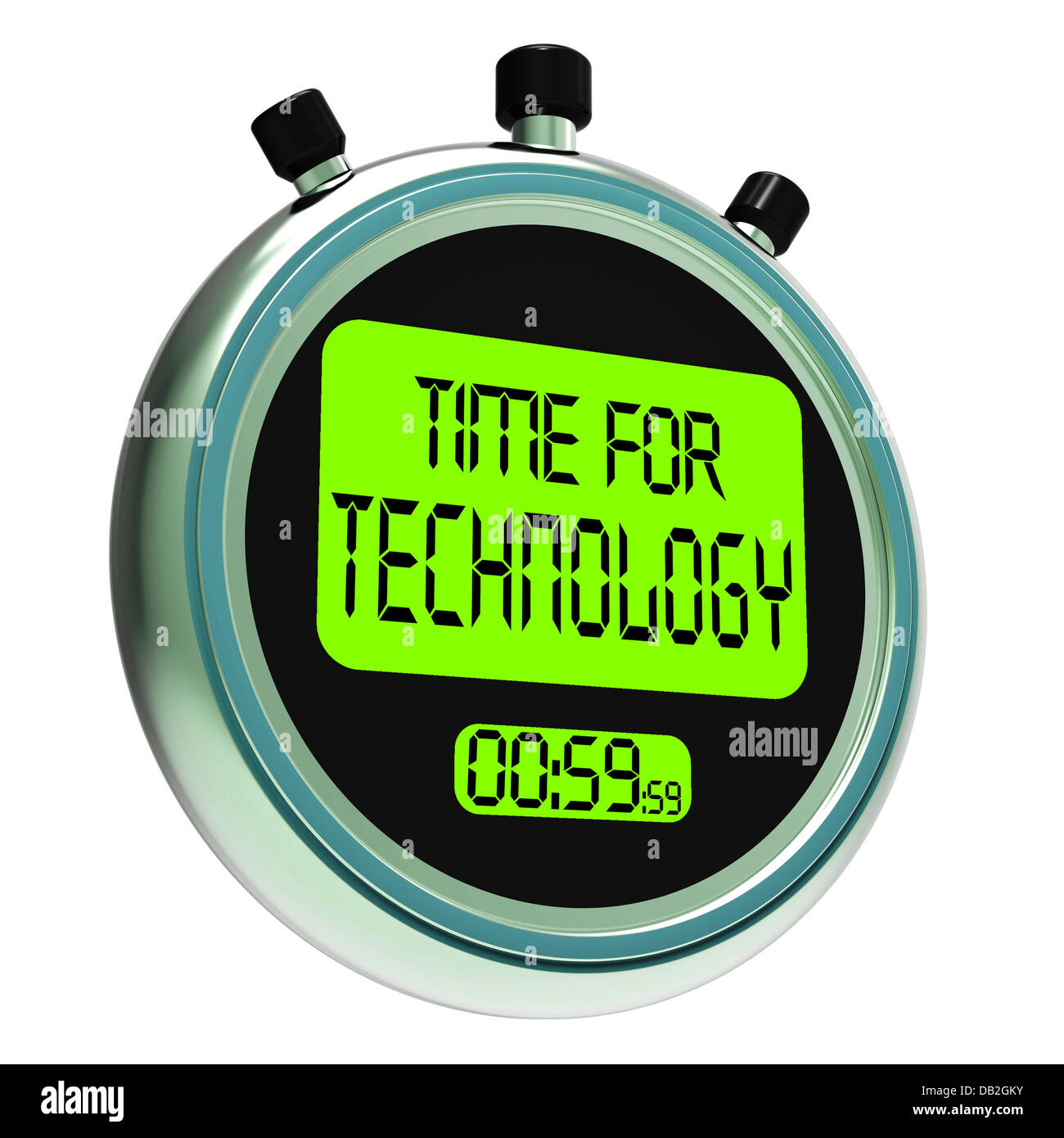 Zeit für Technologie Nachricht zeigt Innovation Verbesserung und Hallo Stockfoto