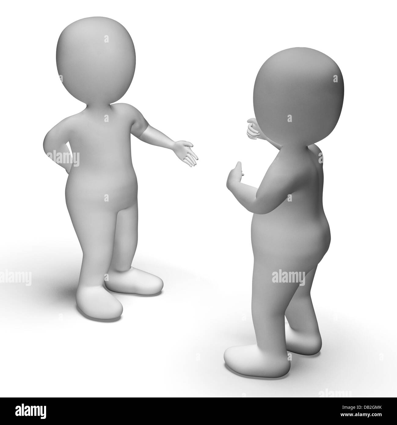 Diskussion zwischen zwei 3D-Charaktere zeigt Kommunikation Stockfoto