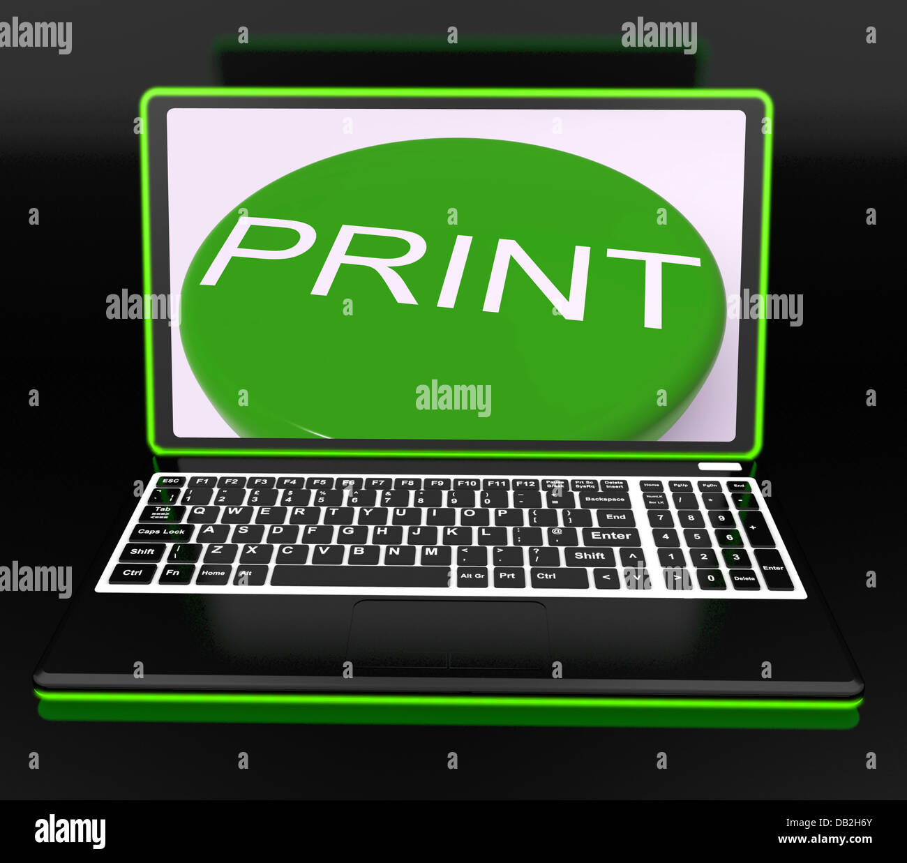 Monitor zeigt Drucker bedrucken Stockfoto