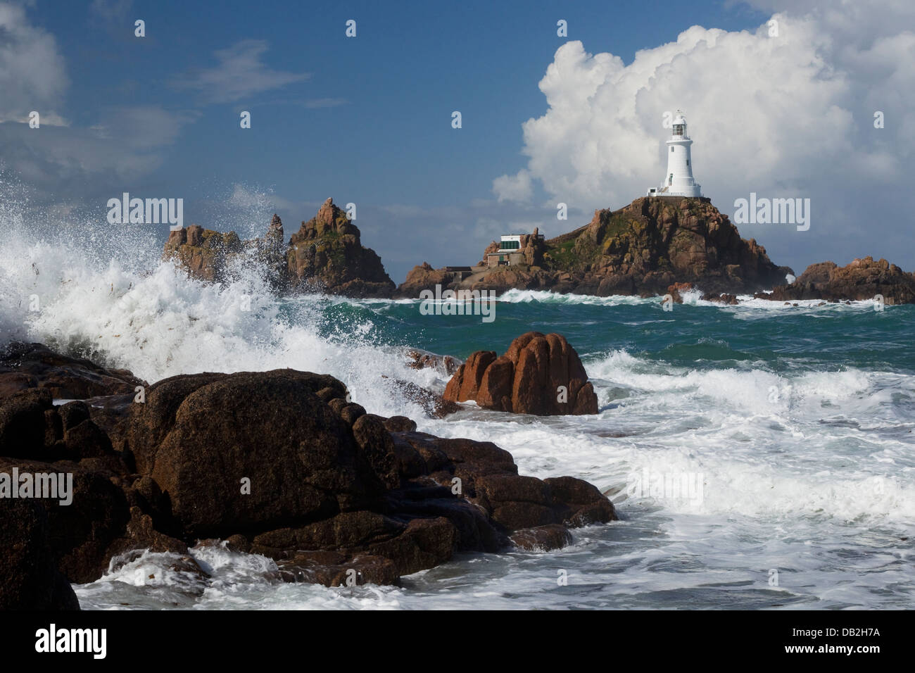 Corbiere Leuchtturm Jersey Kanalinseln, UK LA005939 Stockfoto