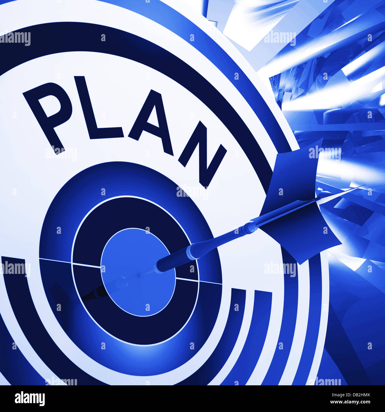 Plan Ziel bedeutet Planung, Aufgaben und Ziele Stockfoto