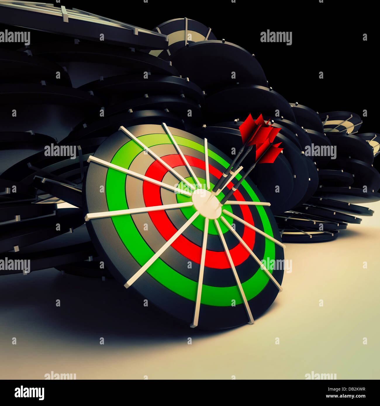 Bulls eye Target Dart zeigt erfolgreiche Geschäftsentwicklung Stockfoto