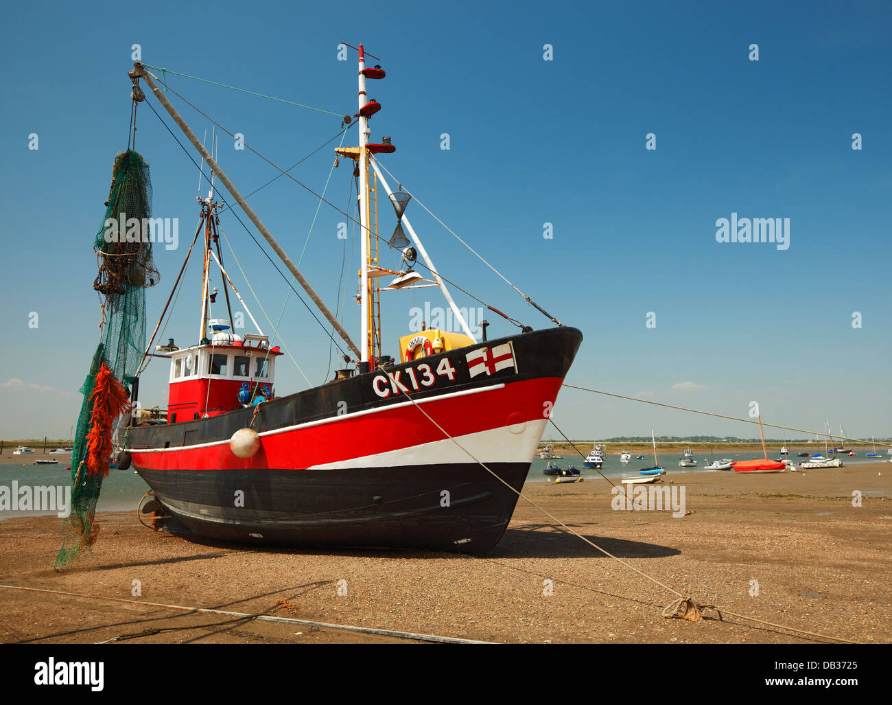 Angelboot/Fischerboot am West Mersea Hafen stand Stockfoto