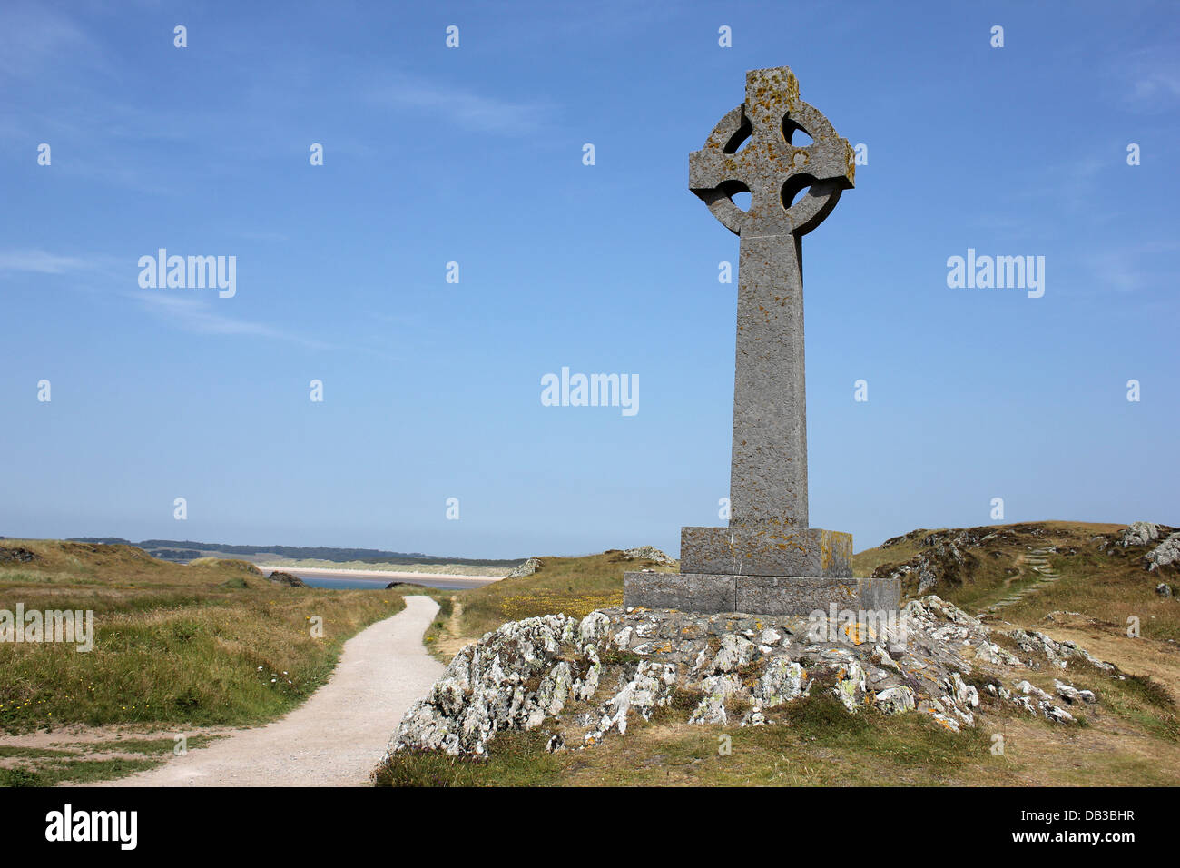 Das Kriegerdenkmal auf Ynys Llanddwyn Island, Anglesey Stockfoto