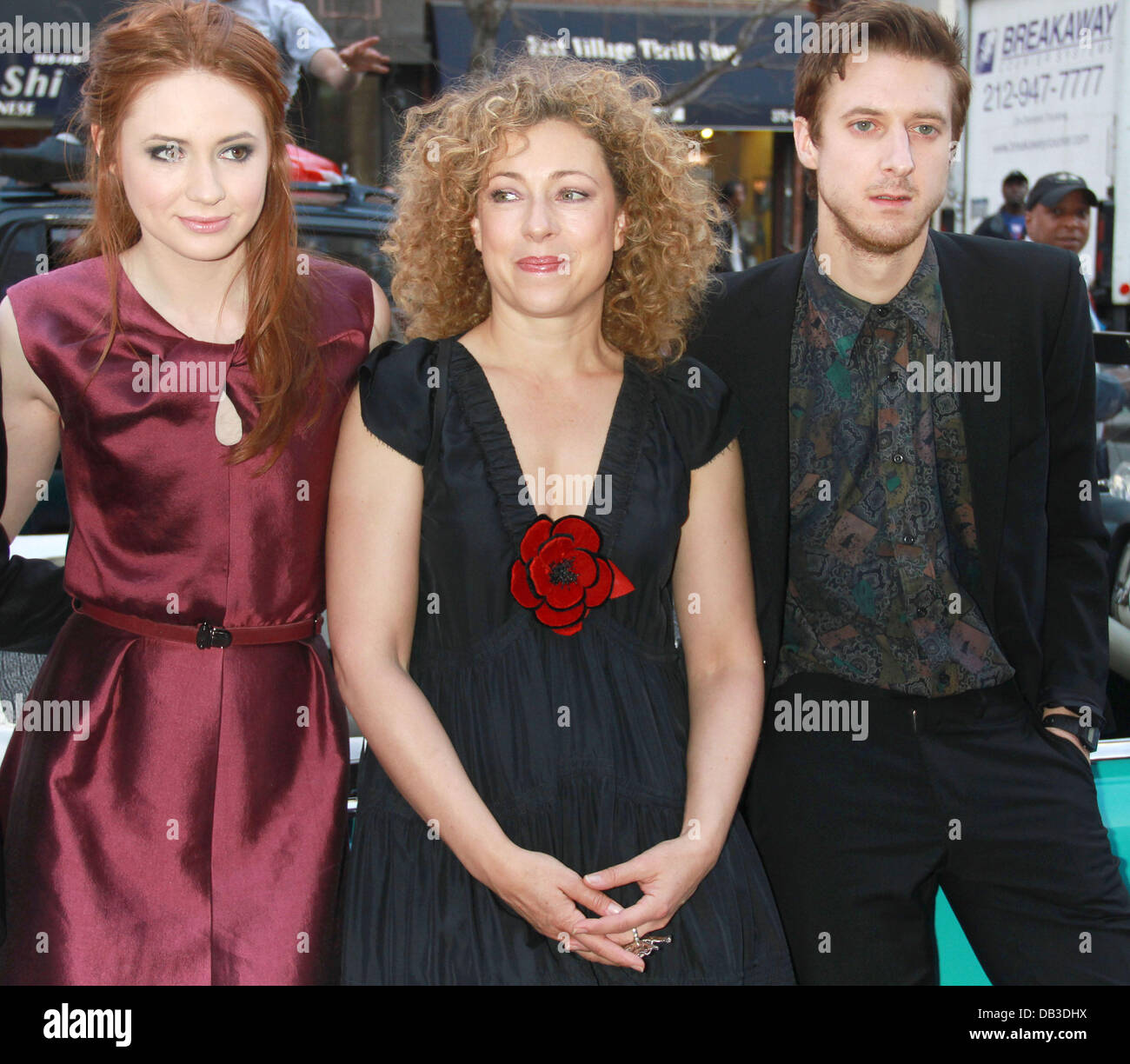 Karen Gillan, Alex Kingston und Arthur Darvill "Doctor Who" screening statt am Dorf Osten Kino New York City, USA - 11.04.11 Stockfoto