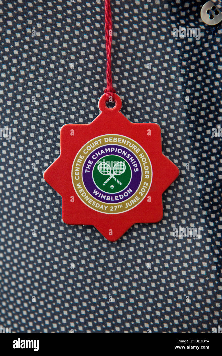 Center Court Schuldverschreibungen Abzeichen der Wimbledon Championships 2012 Stockfoto