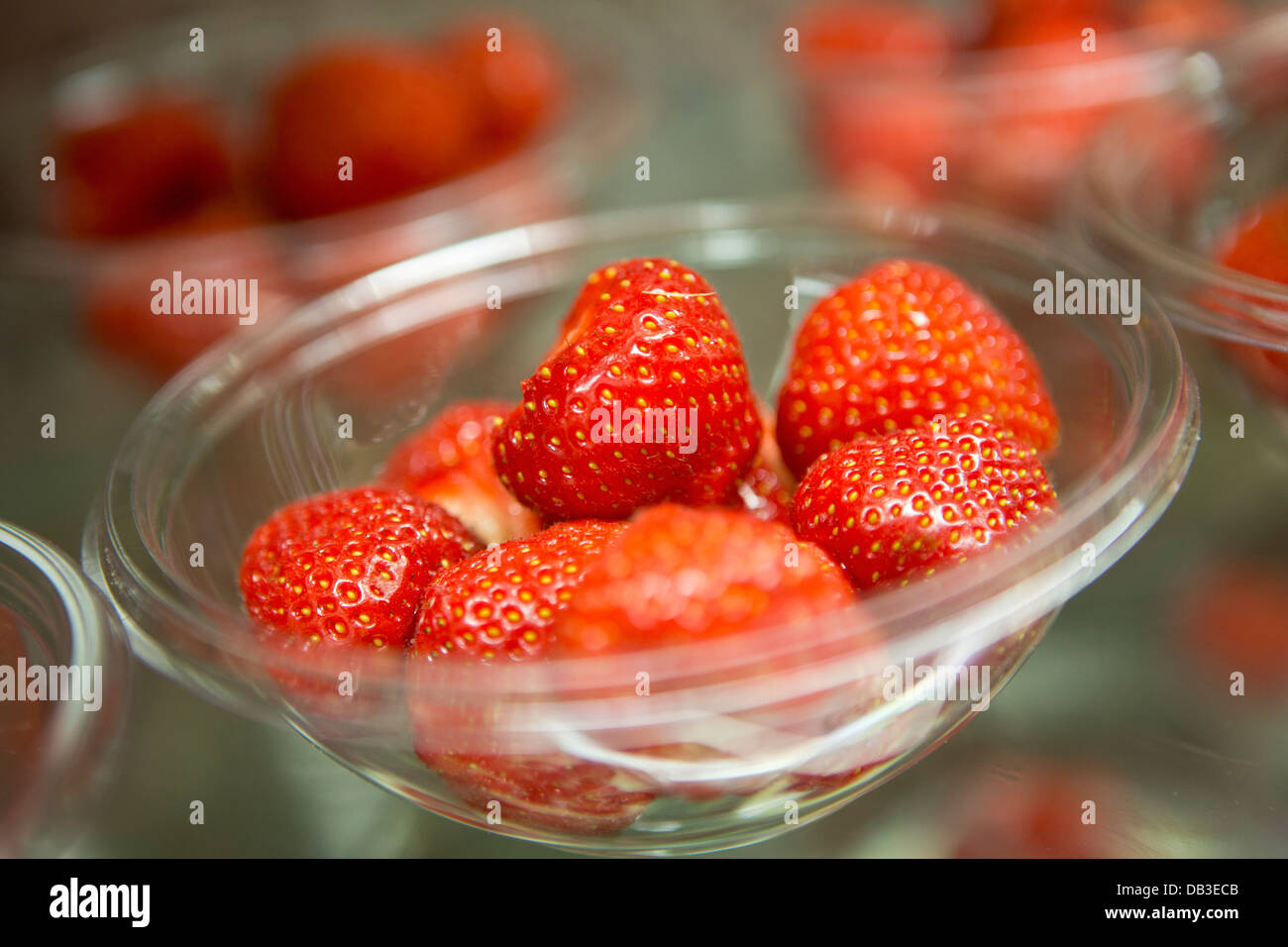 Erdbeeren und Sahne im Wimbledon Tennis Championships Stockfoto