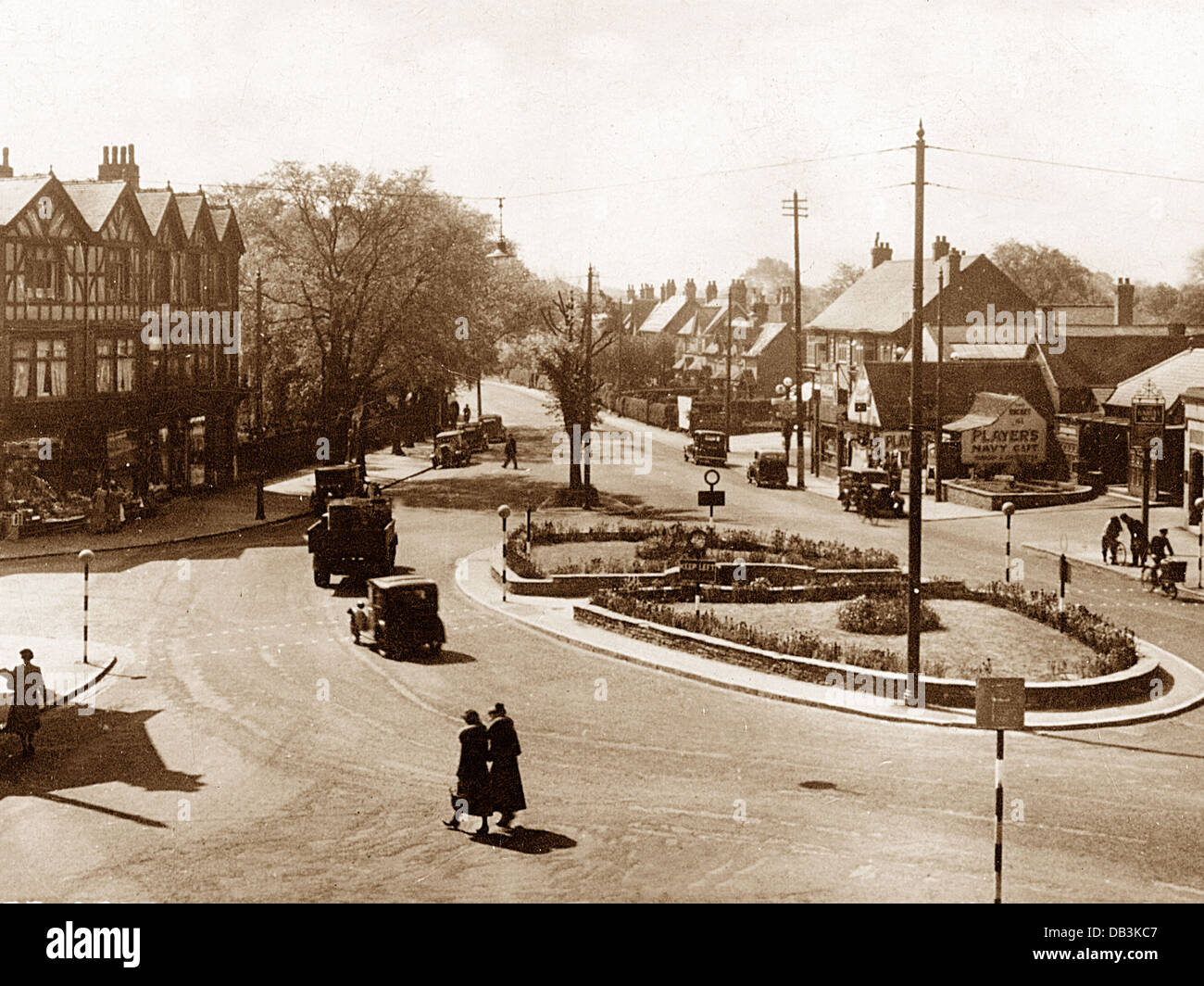 Sutton Coldfield vier Eichen nur grüne Ecke wohl 1930er Jahre Stockfoto