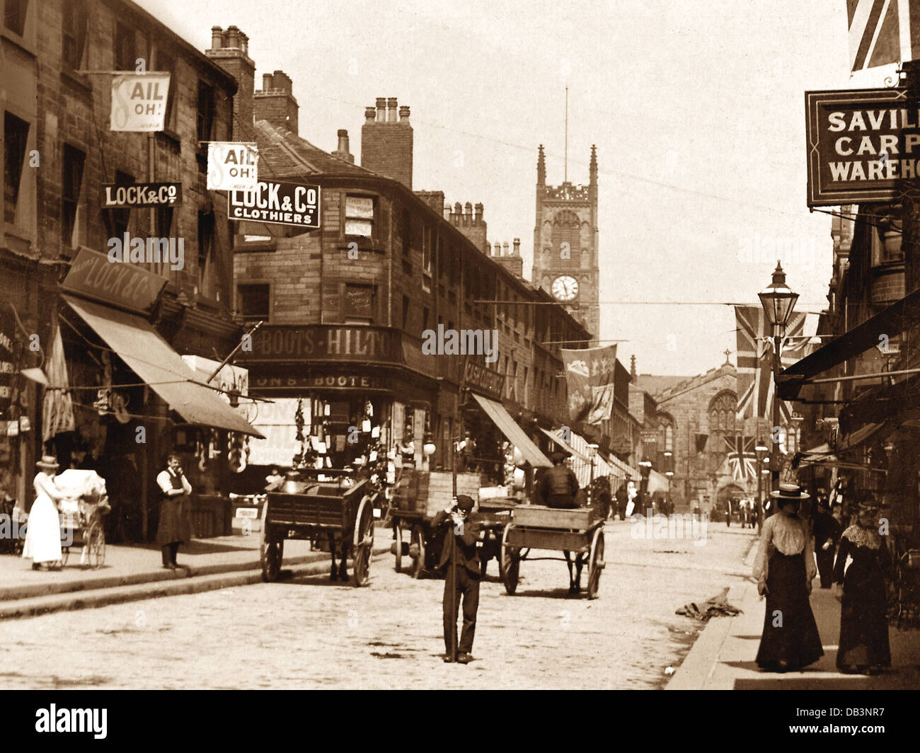 Huddersfield-Kreuz-Kirche-Straße Anfang 1900 Stockfoto