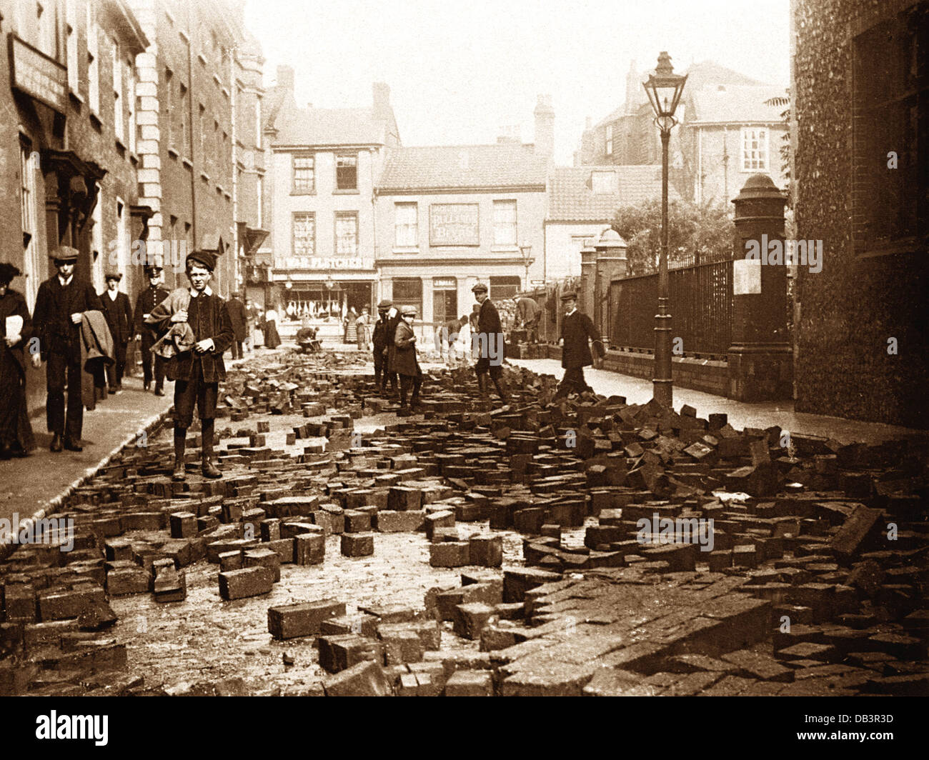 Norwich Nachwirkungen der Colegate Straße Flut frühen 1900er Jahren Stockfoto