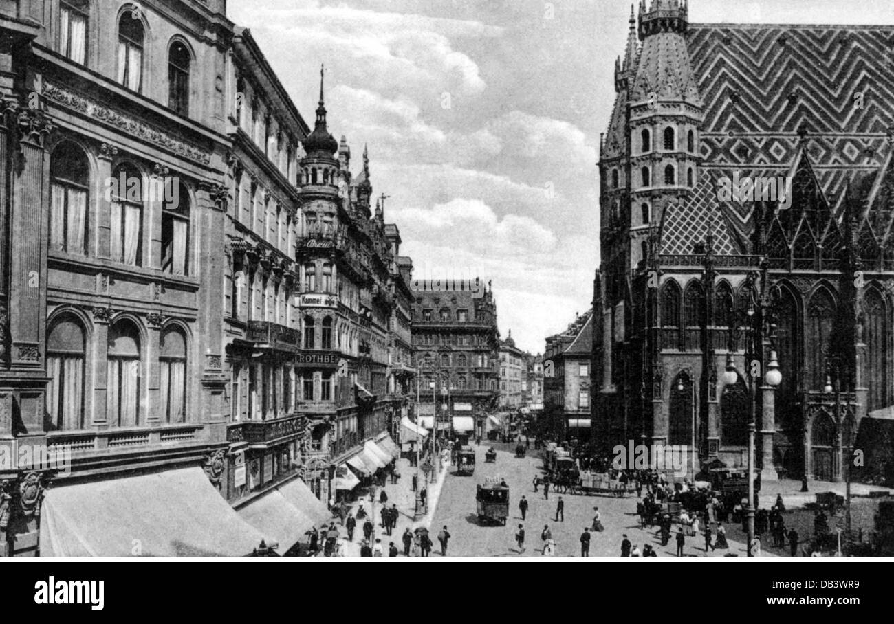 Geographie / Reisen, Österreich, Wien, Plätze, Stephansplatz, Aussicht, um 1910, Additional-Rights-Clearences-not available Stockfoto