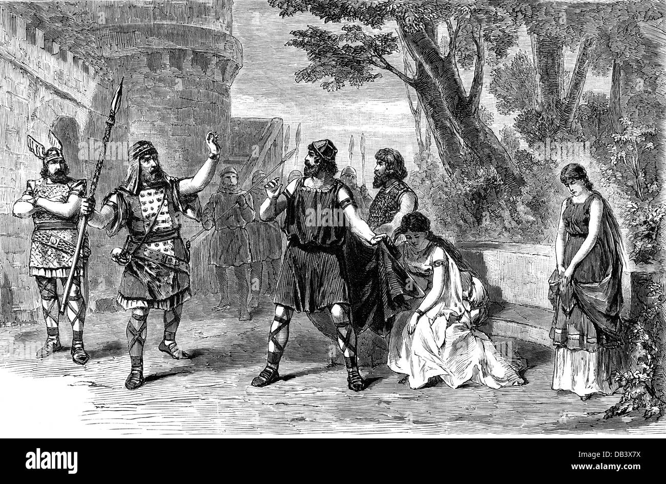 Theater, Oper, Tristan und Isolde, von Richard Wagner, Aufführung, Stadttheater, Leipzig, Holzstich, von F.Waibler, 1882, Zusatz-Rights-Clearences-nicht vorhanden Stockfoto