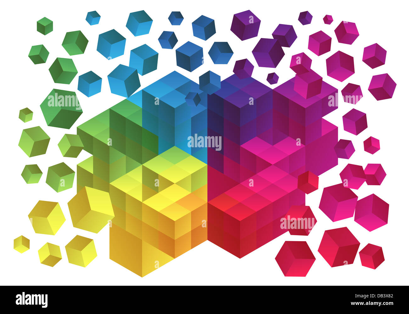 Abstrakte Würfel Vektor Hintergrund, geometrische Polygon design Stockfoto