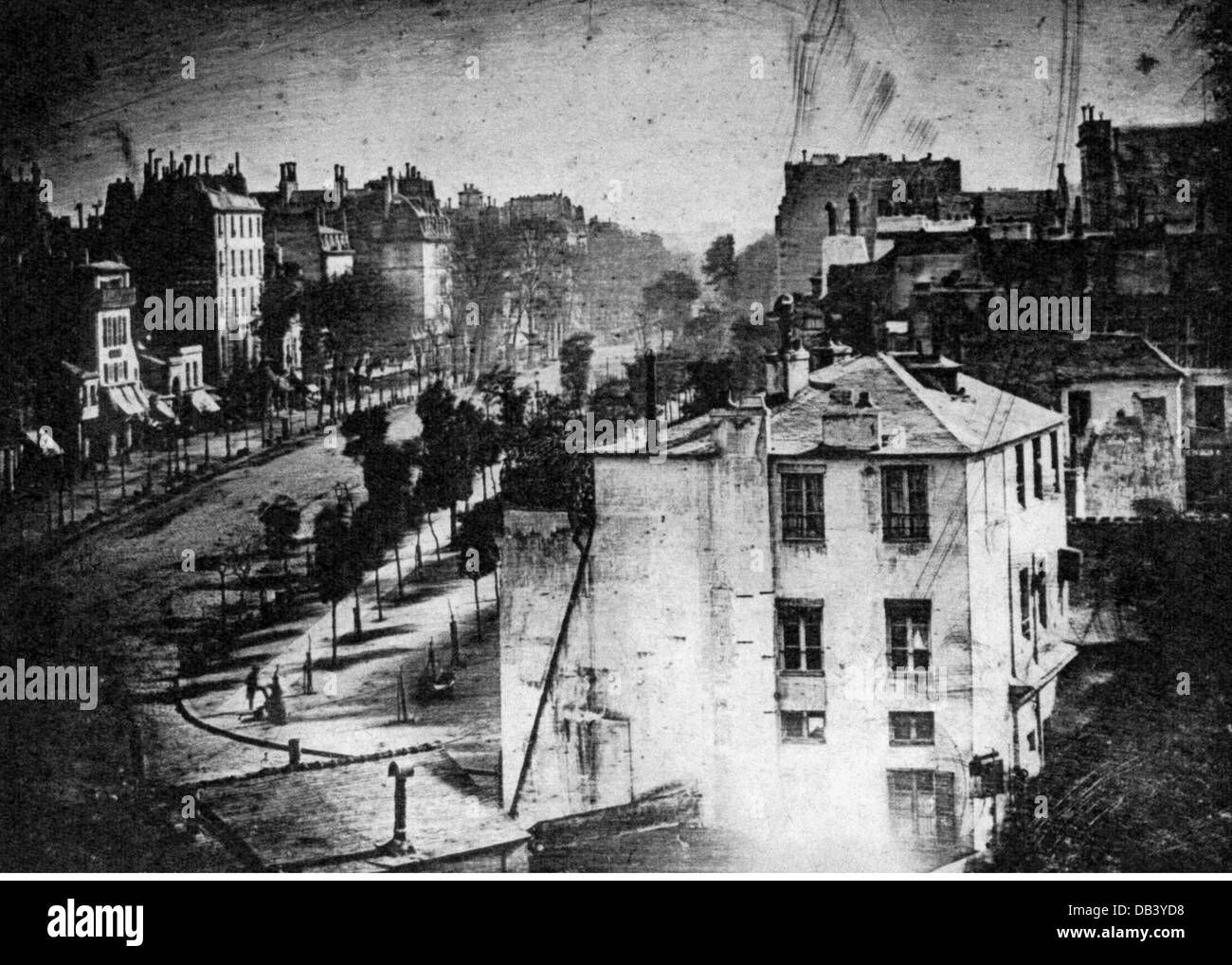 Niepce, Joseph Nicephore, 7.3.1765 - 5.7.1833, französischer Fotograf, Miterfinder der Fotografie, Blick auf eine Stadt, im Jahre 188, Stockfoto