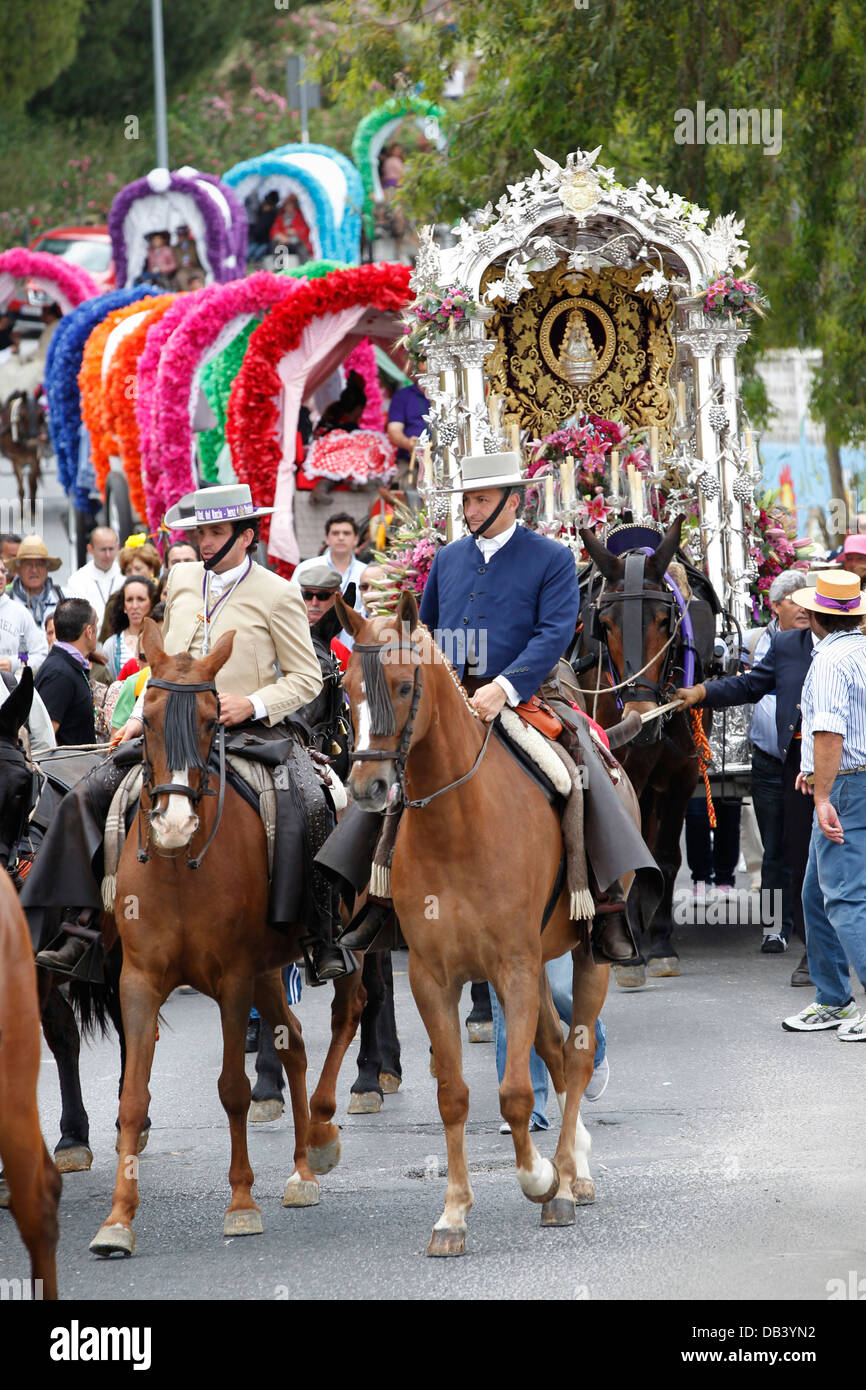 Katholischer Wallfahrtsort von Jerez nach El Rocio in Südspanien Stockfoto