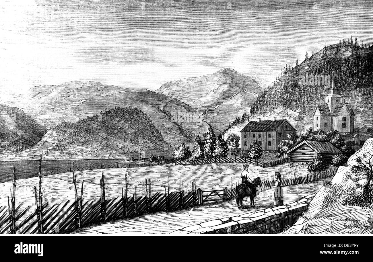 Geographie / Reisen, Norwegen, Dörfer, Vinje, Telemark, Holzstich, um 1870, zusätzliche-Rechte-Clearences-nicht vorhanden Stockfoto