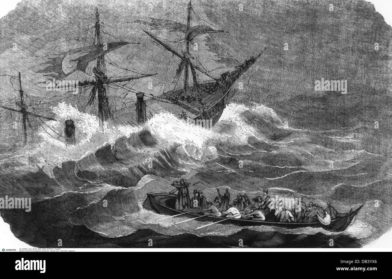 Transport / Transport, Navigation, Katastrophe, Untergang des Dampfschiffs 'London' im Golf von Biskaya, 1866, zeitgenössische Holzgravur, Zusatzrechte-Freilichtungen-nicht vorhanden Stockfoto