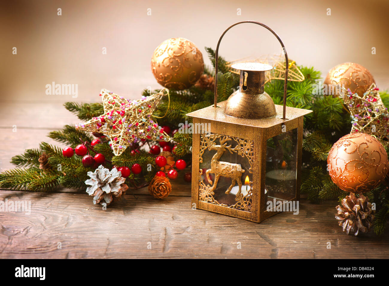 Weihnachts-Szene. Holiday Greeting Card Design Stockfoto