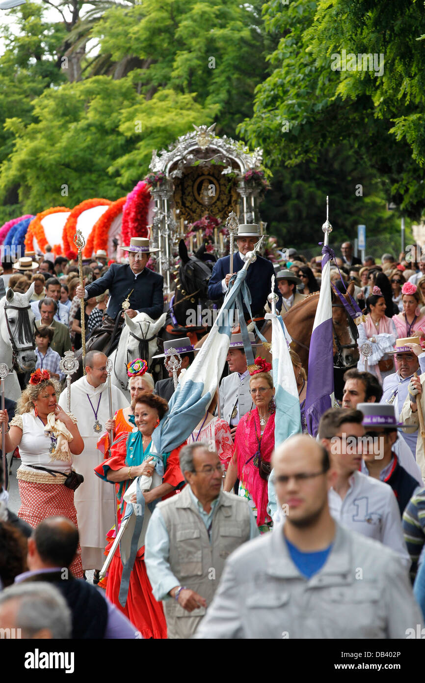 Katholischer Wallfahrtsort von Jerez nach El Rocio in Südspanien Stockfoto