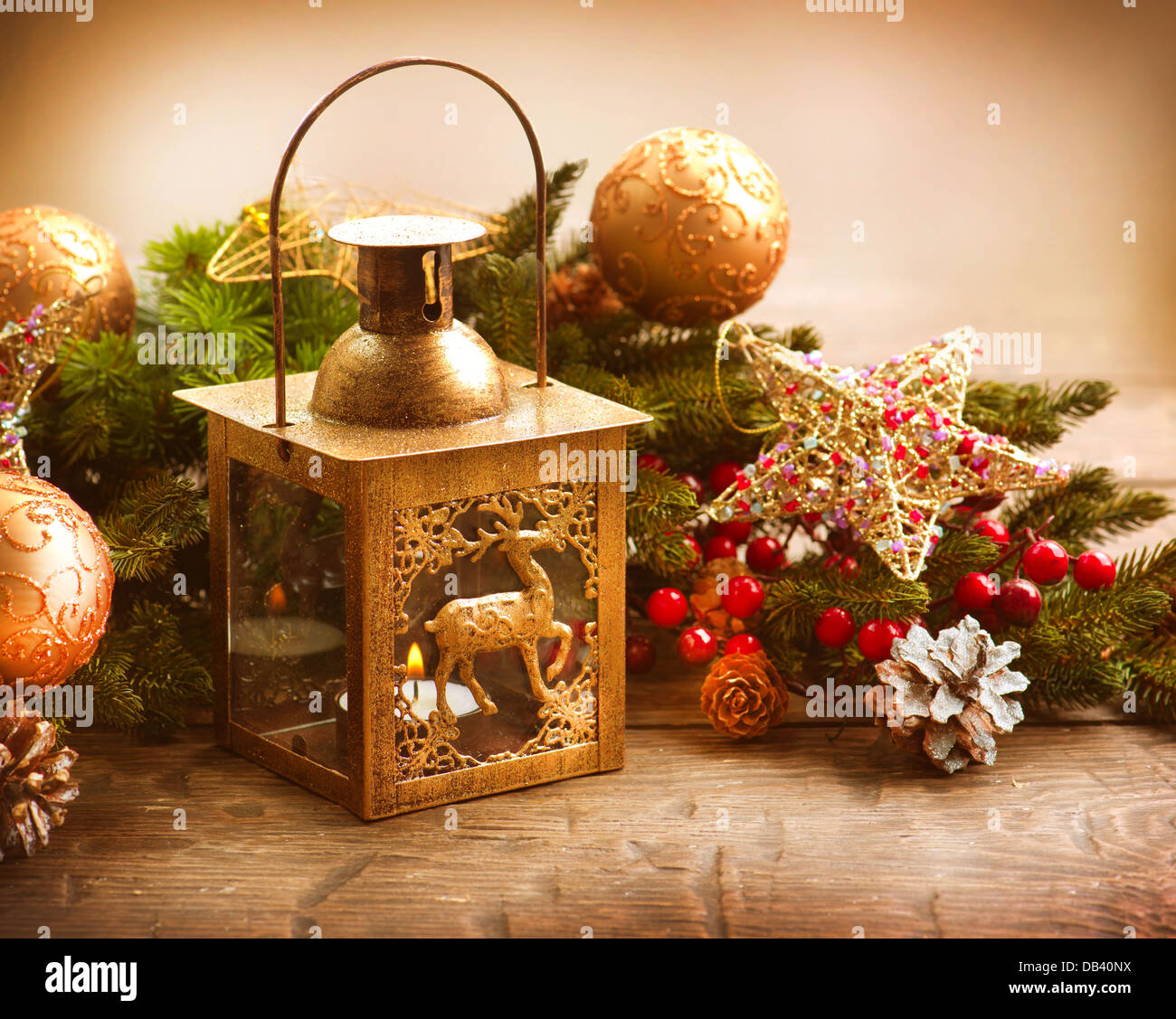 Weihnachts-Szene. Holiday Greeting Card Design Stockfoto
