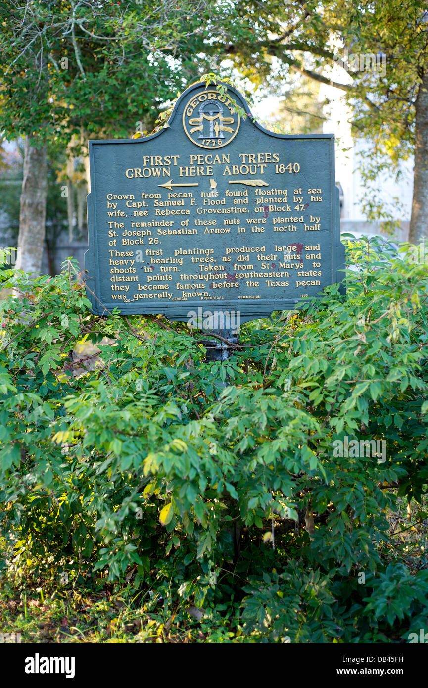 Historischen Marker. St. Marys, Georgia. Stockfoto