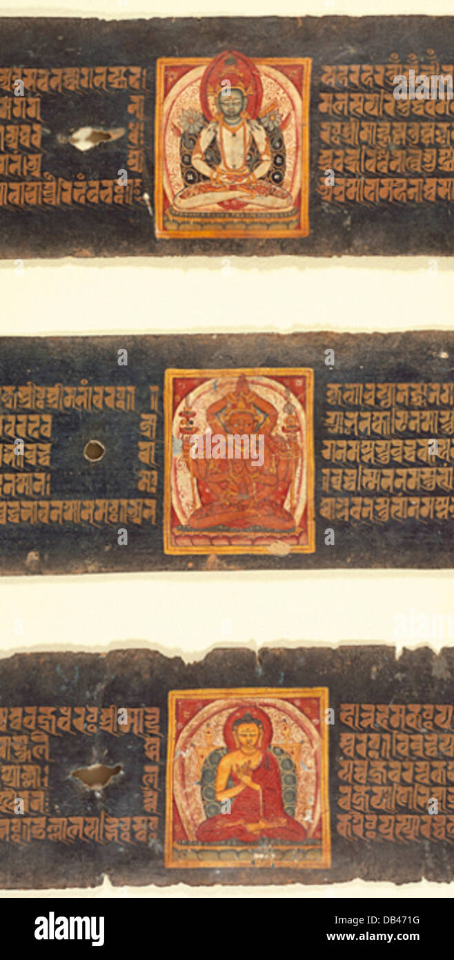 Manjushri (oben), Folio ein Paramartha Namasangiti (Absolute Wahrheit singen zusammen mit dem Namen) M.83.7.2 (1 von 2) Stockfoto