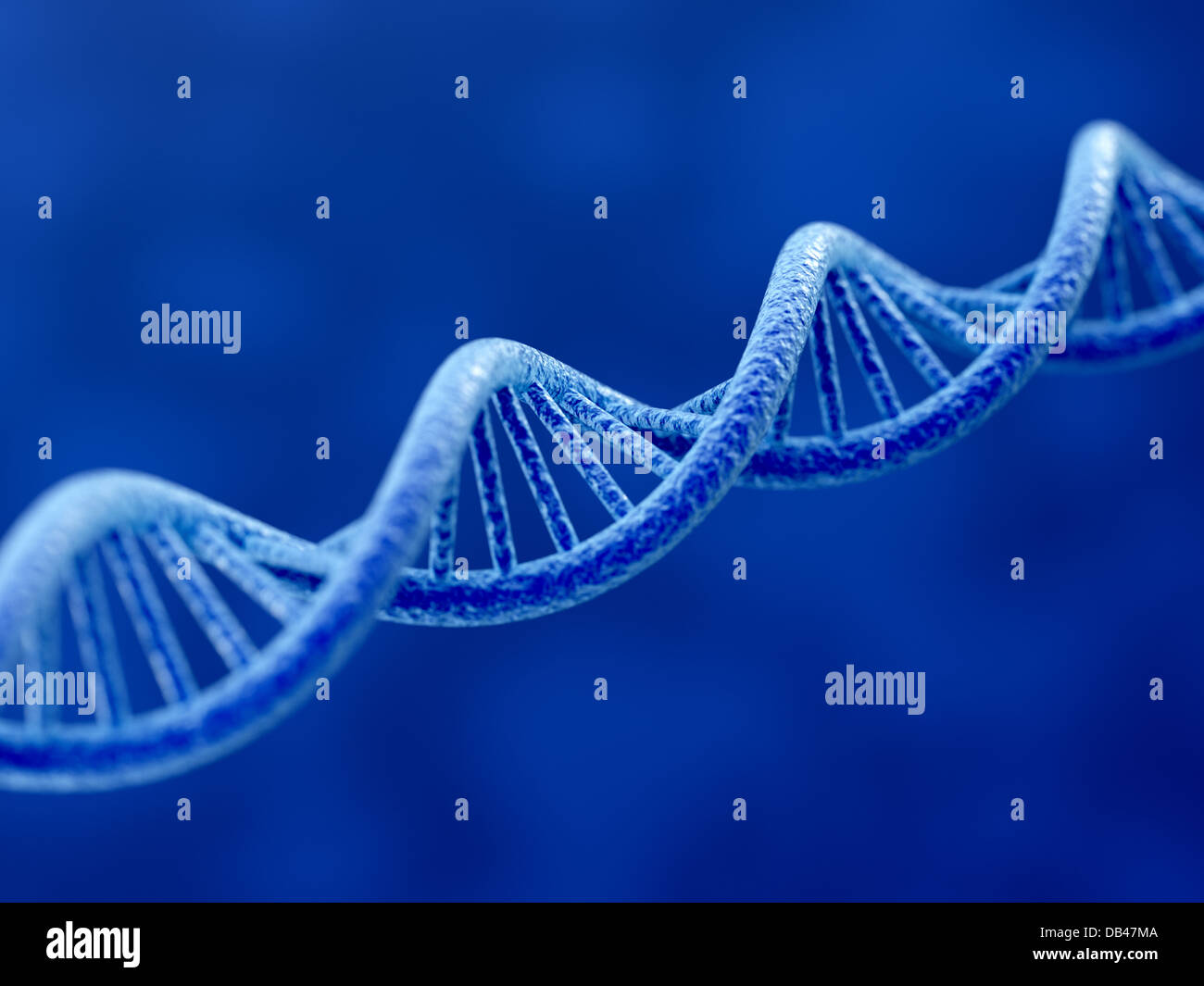 3D Render DNA auf blauem Hintergrund Stockfoto