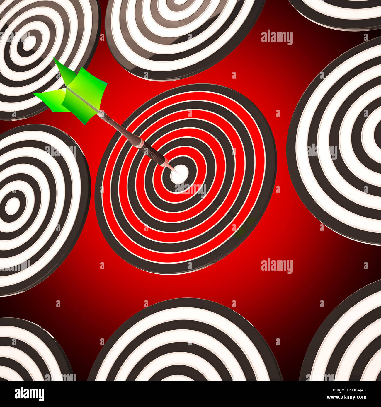 Bulls eye Ziel zeigt konzentriert Wettbewerbsstrategie Stockfoto