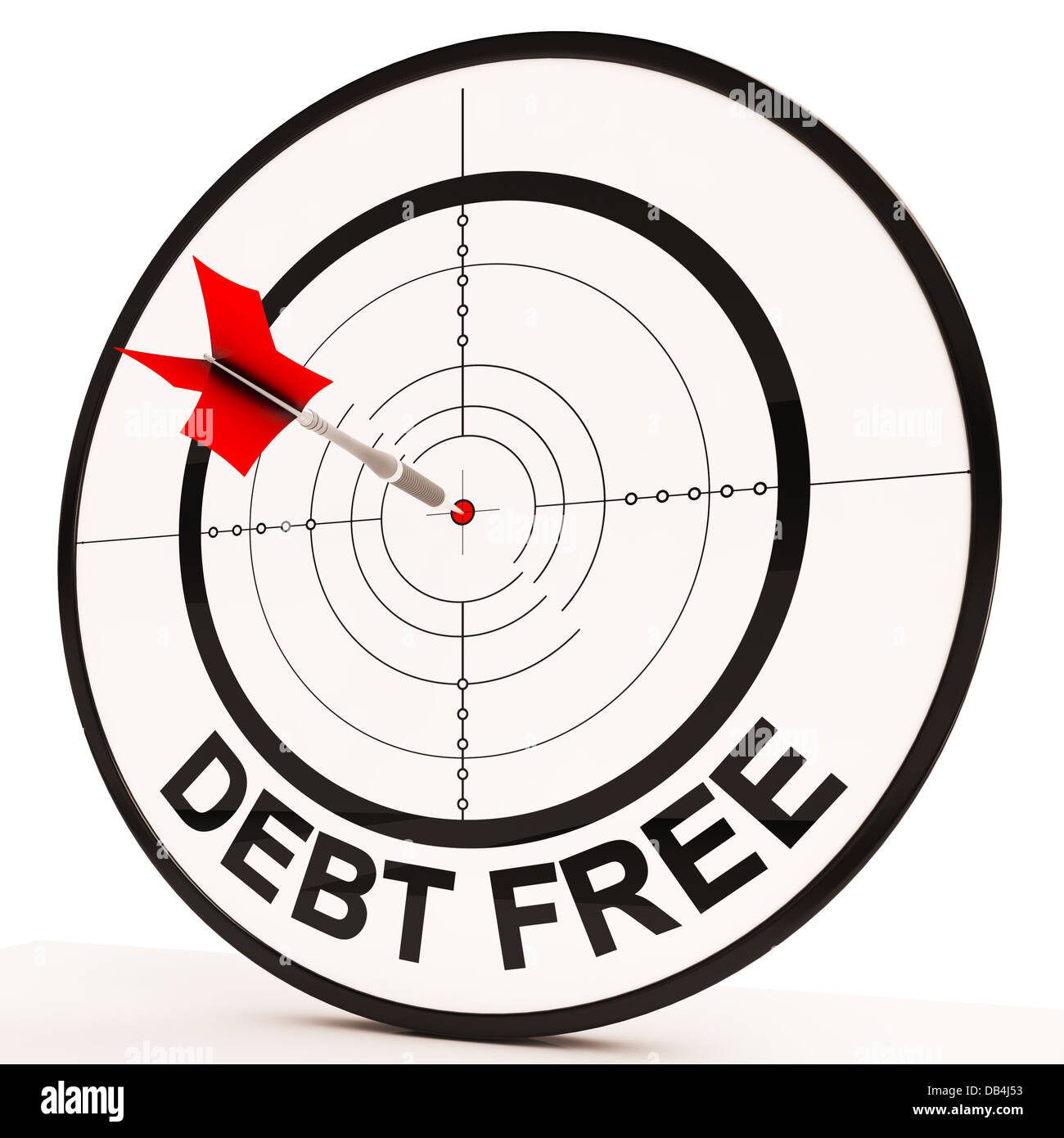 Schulden frei Ziel zeigt wirtschaftlichen finanziellen Erfolg Stockfoto