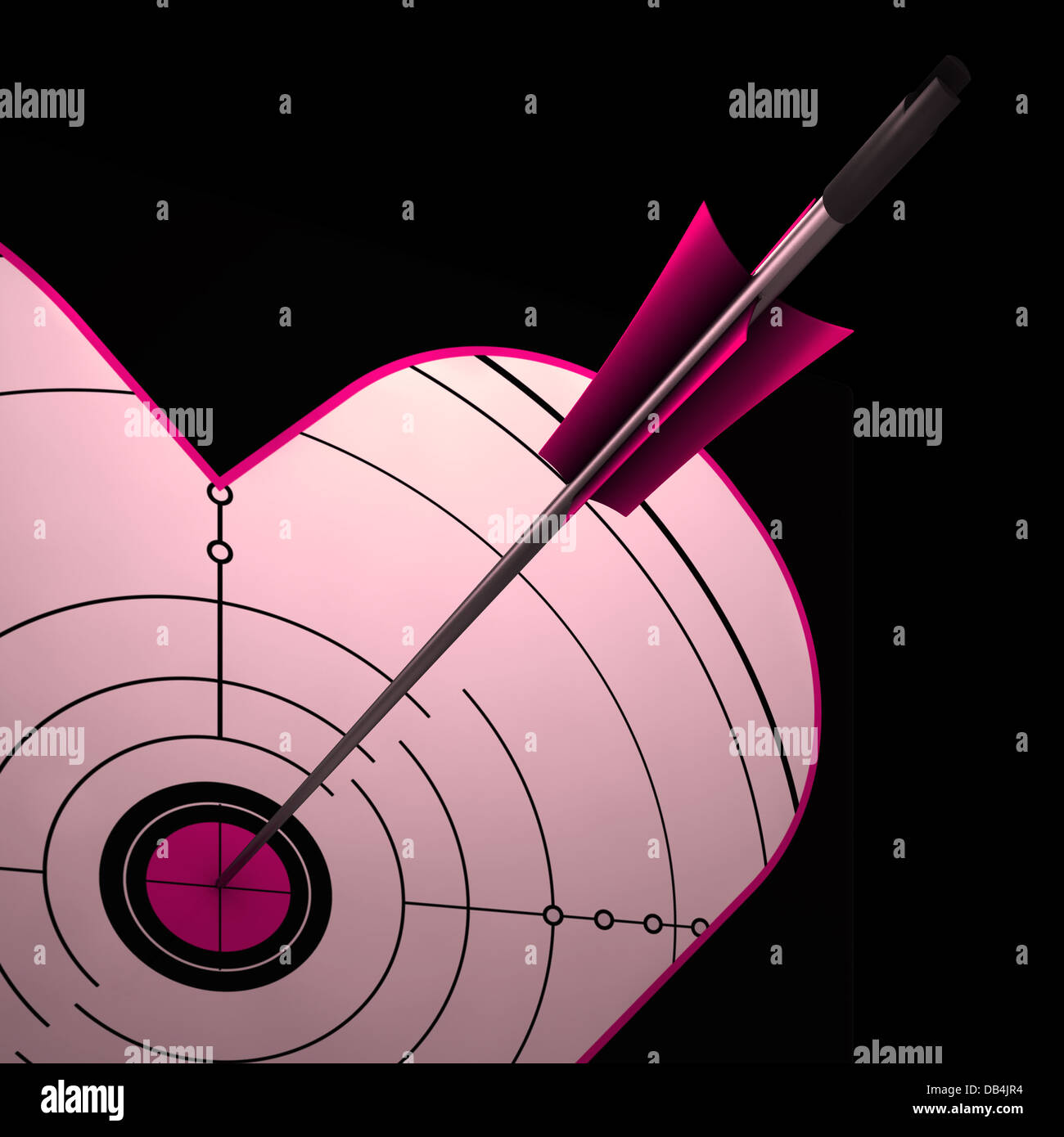 Herz Ziel zeigt ausgezeichnete Liebhaber Valentine Stockfoto