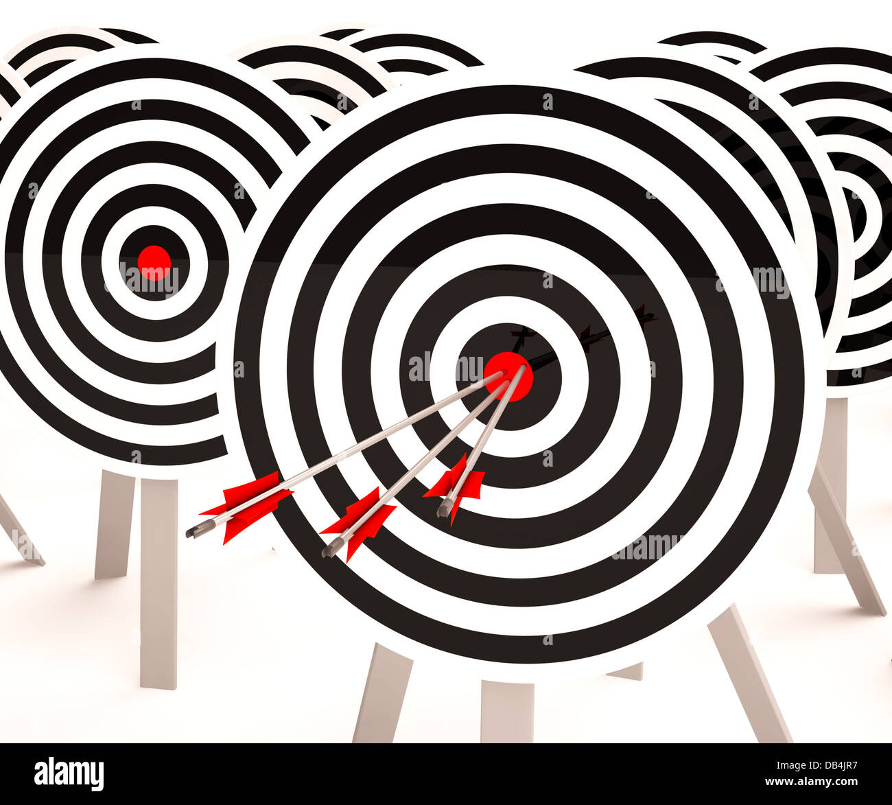 Dreifache Ziel zeigt ausgezeichnete Aufnahme und Leistung Stockfoto