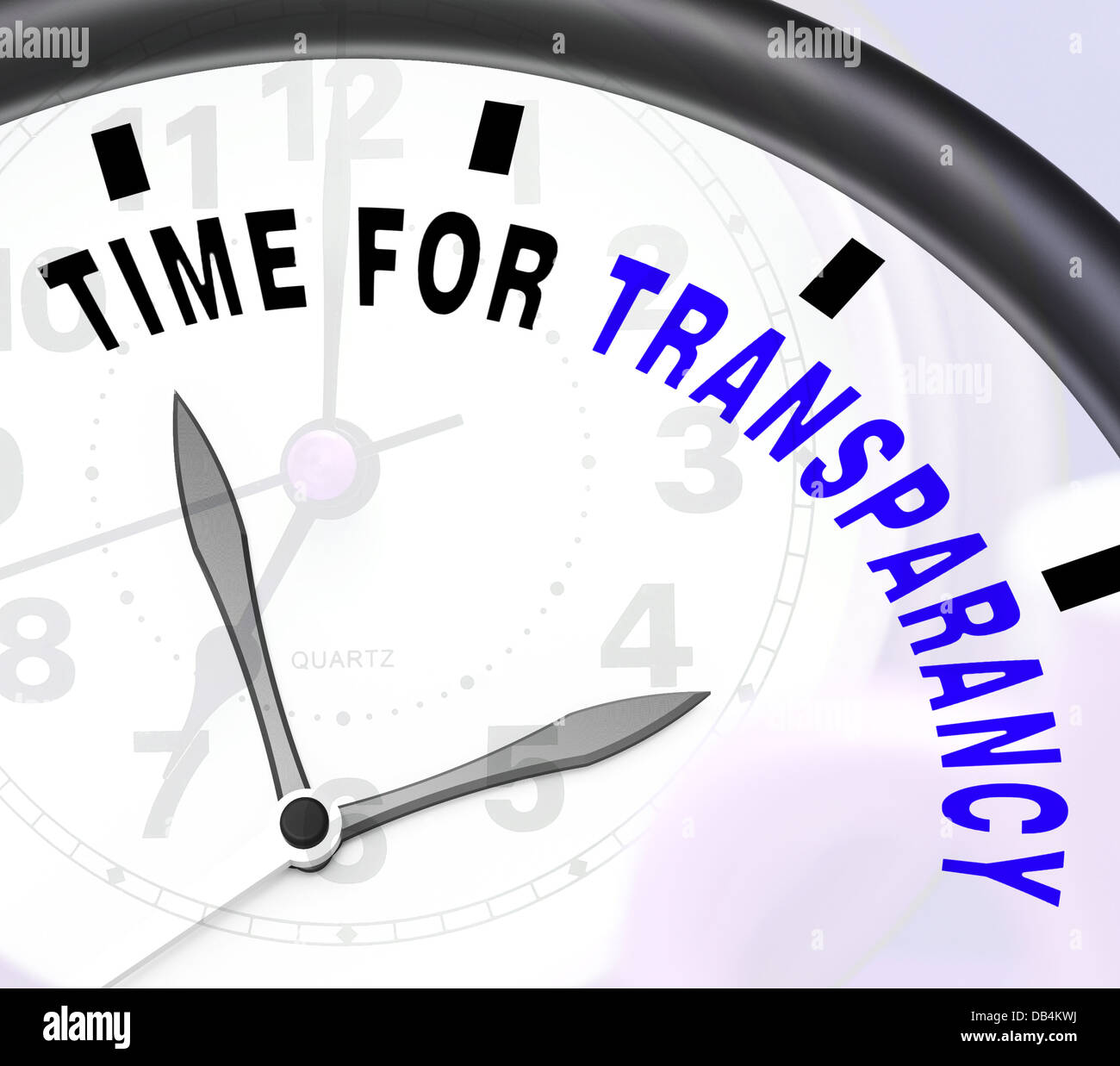 Zeit für Transparenz Nachricht mit Ethik und Fairness Stockfoto