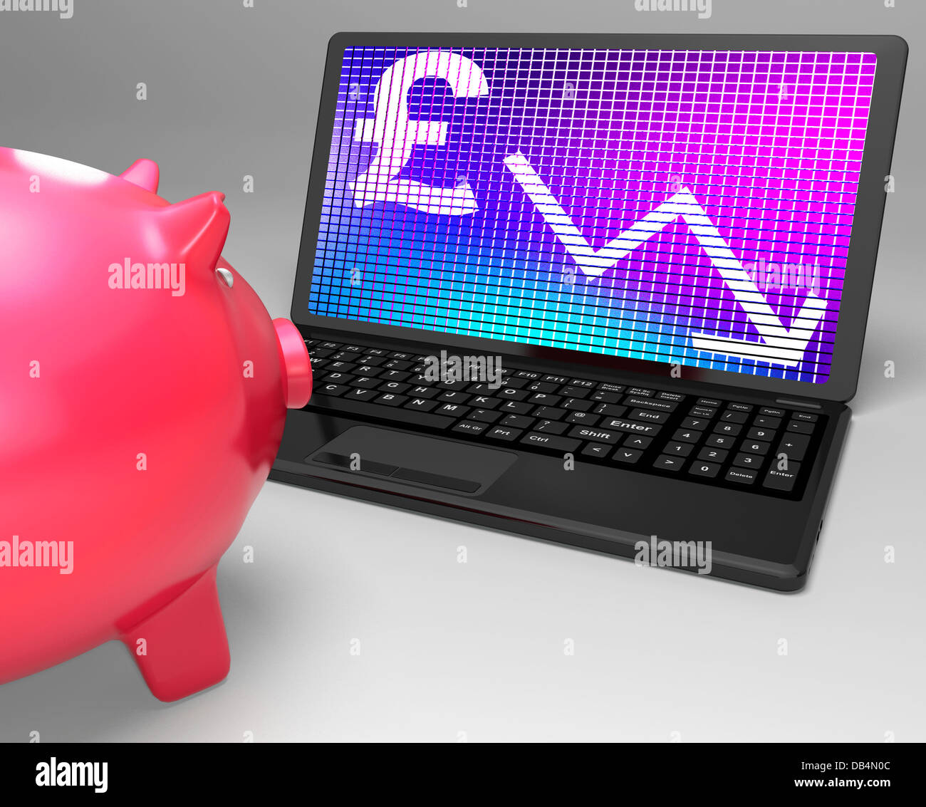Pfund-Symbol auf Laptop zeigt Großbritannien Finanzen Stockfoto