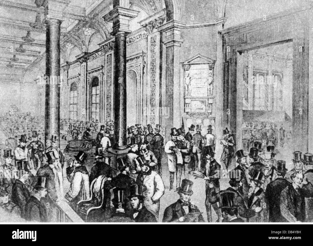 Geld / Finanzen, Versicherungen, Büros von 'Lloyds' in den Räumen der Börse, London, Holzstich, um 1900, Zusatzrechte-Clearenzen-nicht vorhanden Stockfoto