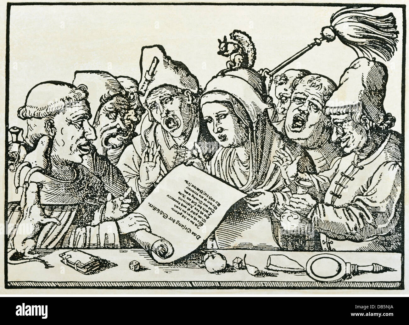 Religion, christentum, Orden, Karikatur auf Laster von Mönchen und Nonnen, Holzschnitt, Deutschland, 2. Hälfte 16. Jahrhundert, Privatkollektion, katholischer Klerus, antikatholisch, Satire, Menschen, Reformation, historisch, historisch, Zusatzrechte-Clearences-nicht vorhanden Stockfoto