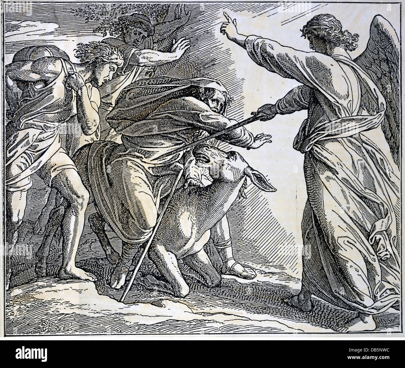 Religion, biblische Szenen, der Engel des Herrn blockiert Bilaams Weg, Holzstich nach Julius Schnorr von Carolsfeld, nach 1860, Zusatz-Rechte-Clearenzen-nicht vorhanden Stockfoto