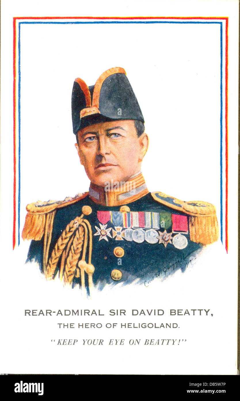 Weltkrieg eine Postkarte von Rear-Admiral Sir David Beatty Stockfoto