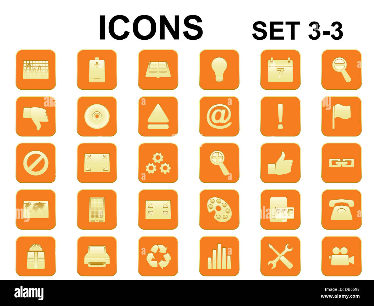 Satz von quadratischen Symbole mit abgerundeten Ecken Stockfoto