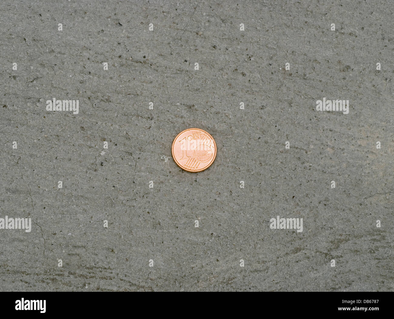 1 Euro-Cent auf Beton Boden Stockfoto