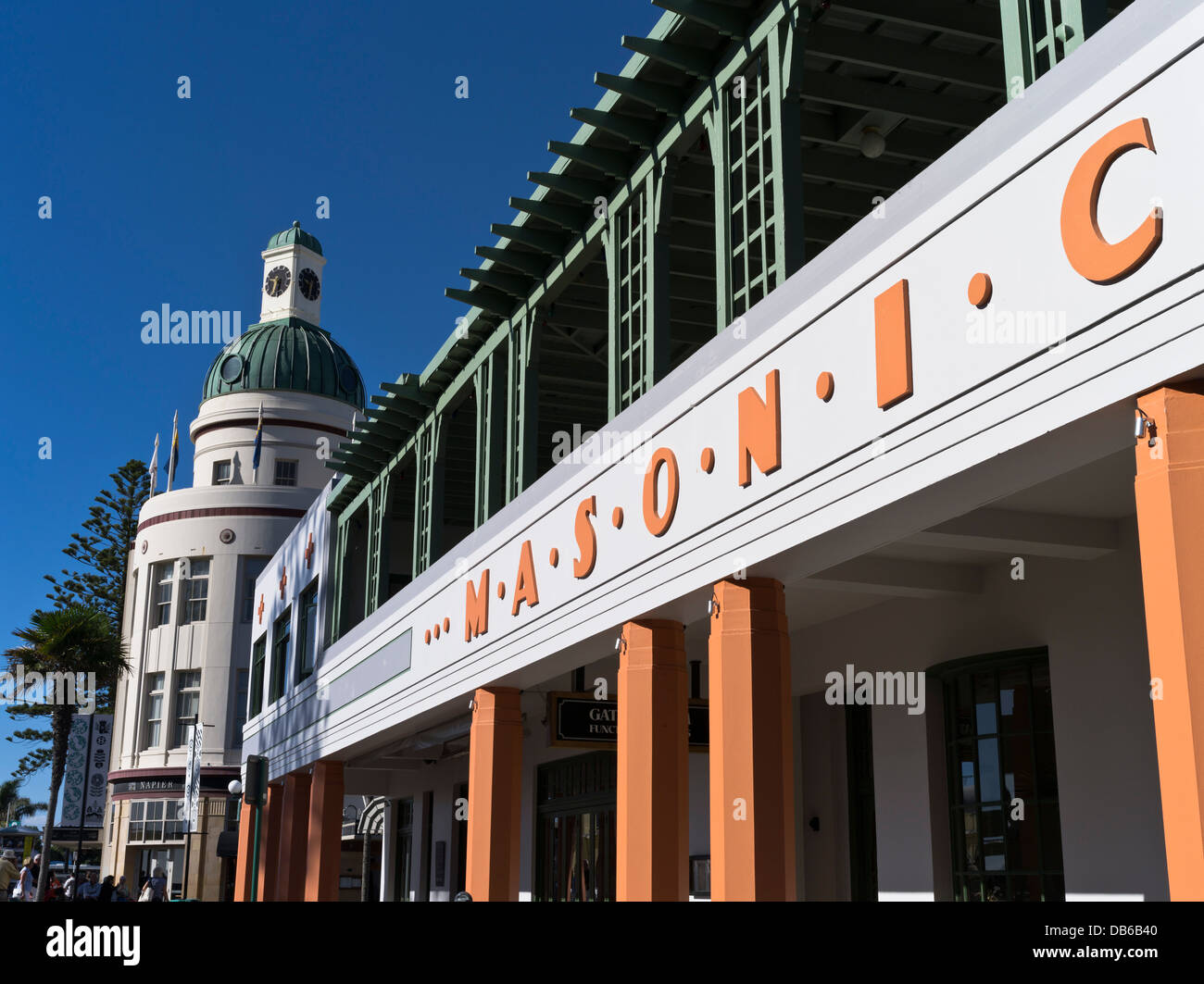 Dh NAPIER NEUSEELAND Masonic Hotel und Kuppel TG-Gebäude im Art déco-Stil Stockfoto