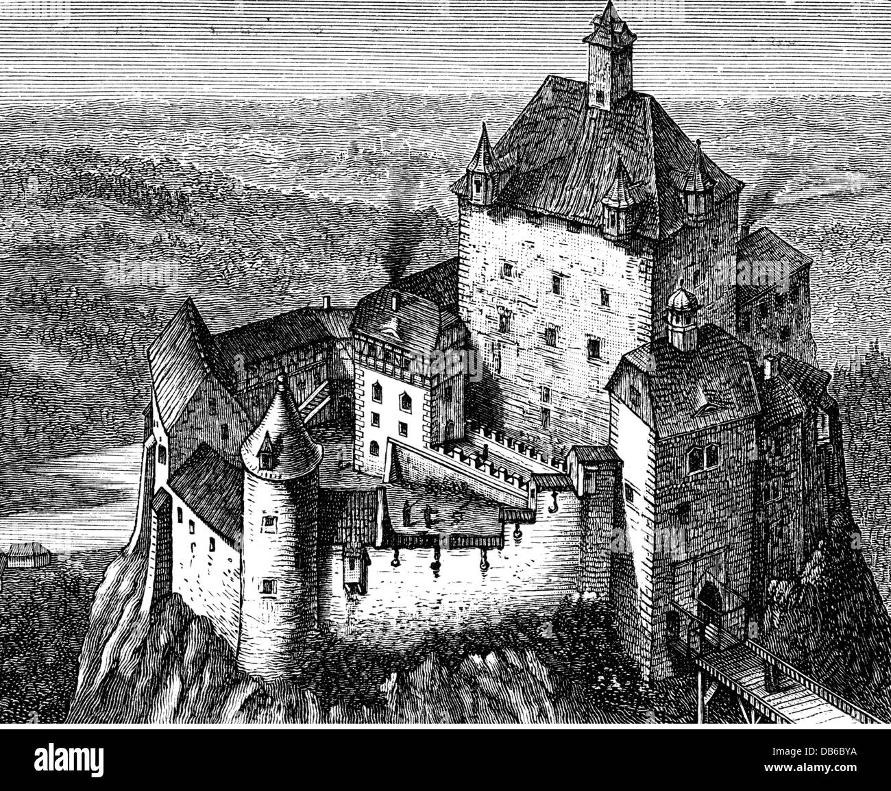 Geographie / Reisen, Deutschland, Burgen, Kriebstein, Rekonstruktion 1866 - 1868, Additional-Rights-Clearences-not available Stockfoto