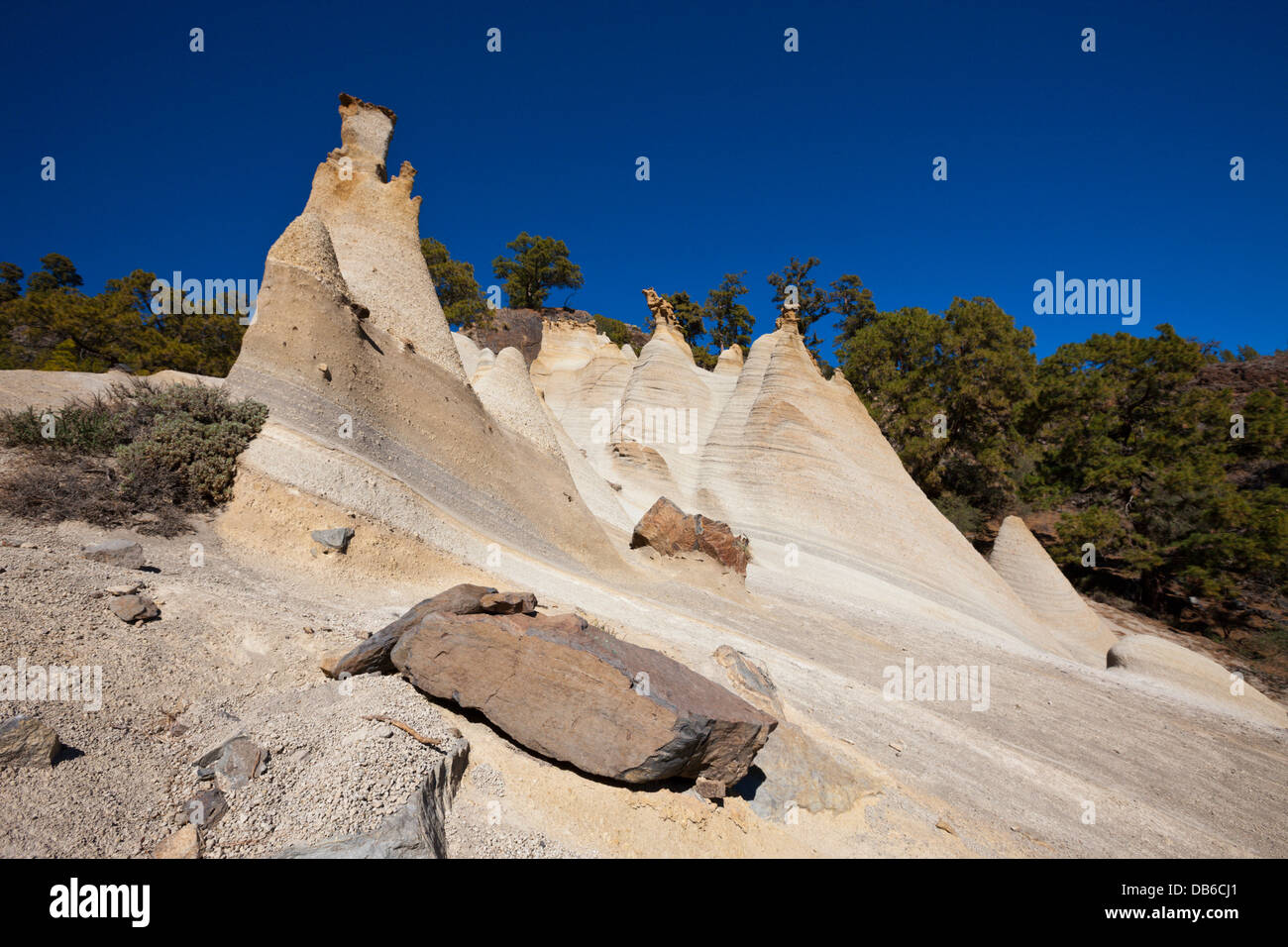 Mondlandschaft Paisaje Lunar im Teide-Nationalpark, Teneriffa, Kanarische Inseln, Spanien Stockfoto