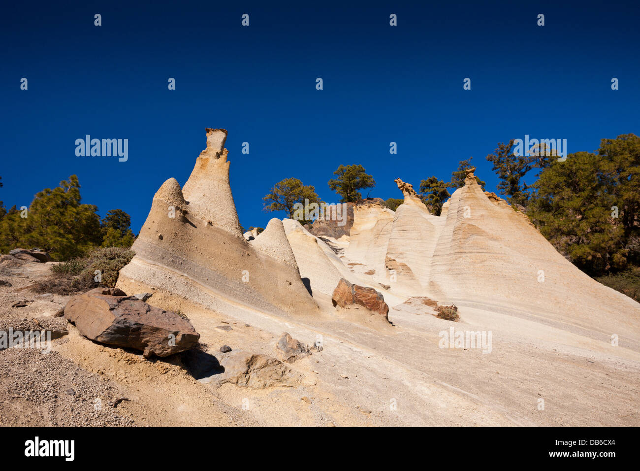 Mondlandschaft Paisaje Lunar im Teide-Nationalpark, Teneriffa, Kanarische Inseln, Spanien Stockfoto