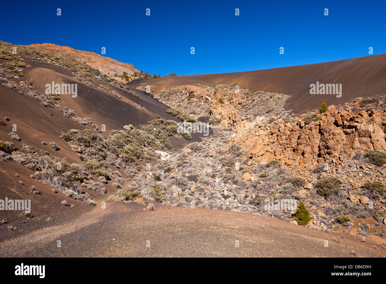 Schwarze Moonlandscape im Teide-Nationalpark, Teneriffa, Kanarische Inseln, Spanien Stockfoto