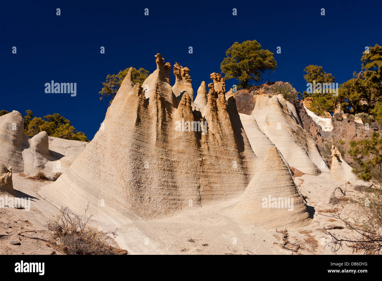 Mondlandschaft Paisaje Lunar im Teide-Nationalpark, Teneriffa, Kanarische Inseln, Spanien Stockfoto