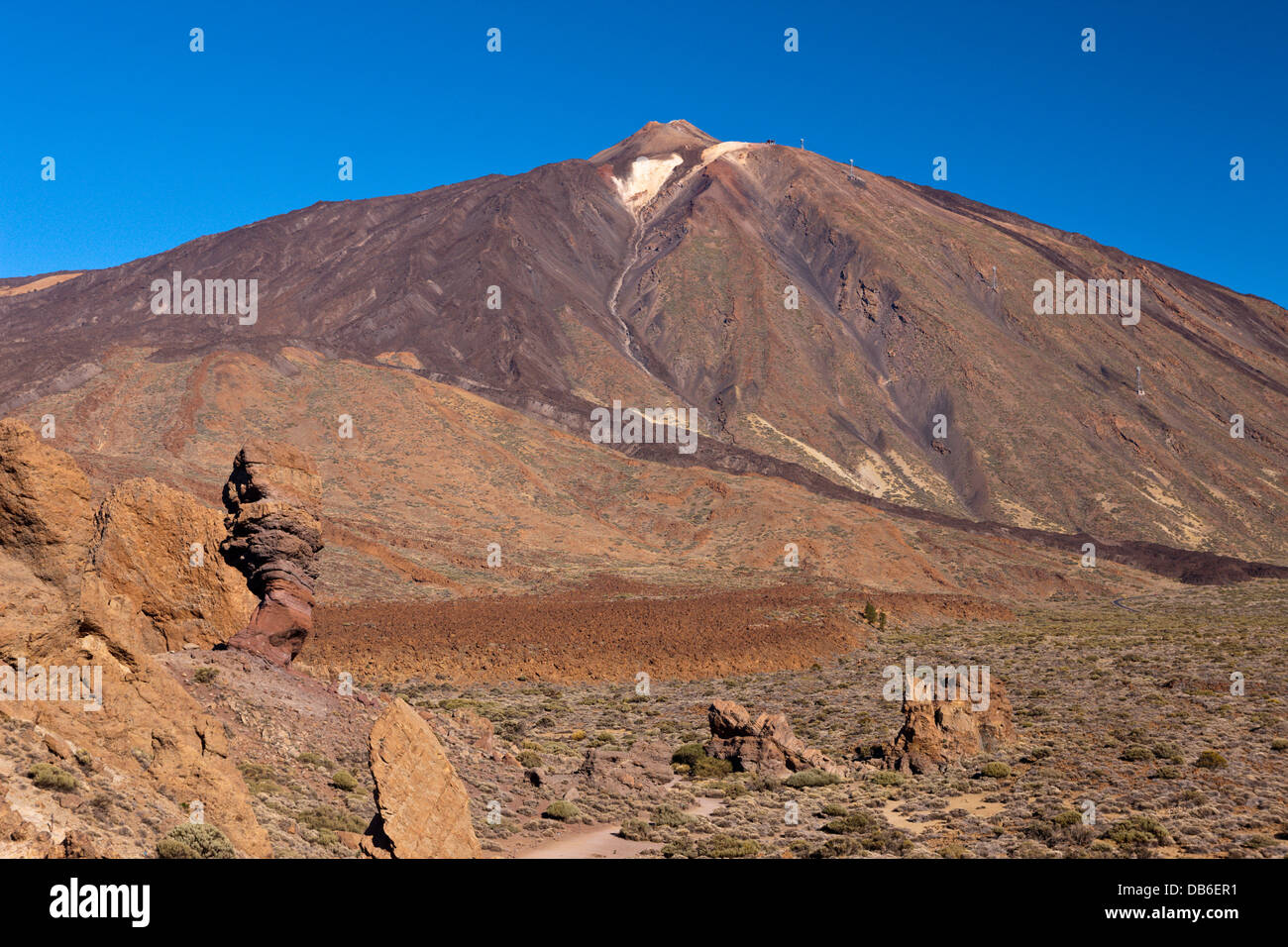 Blick von Roques de Garcia auf den Gipfel des Teide, Teneriffa, Kanarische Inseln, Spanien Stockfoto